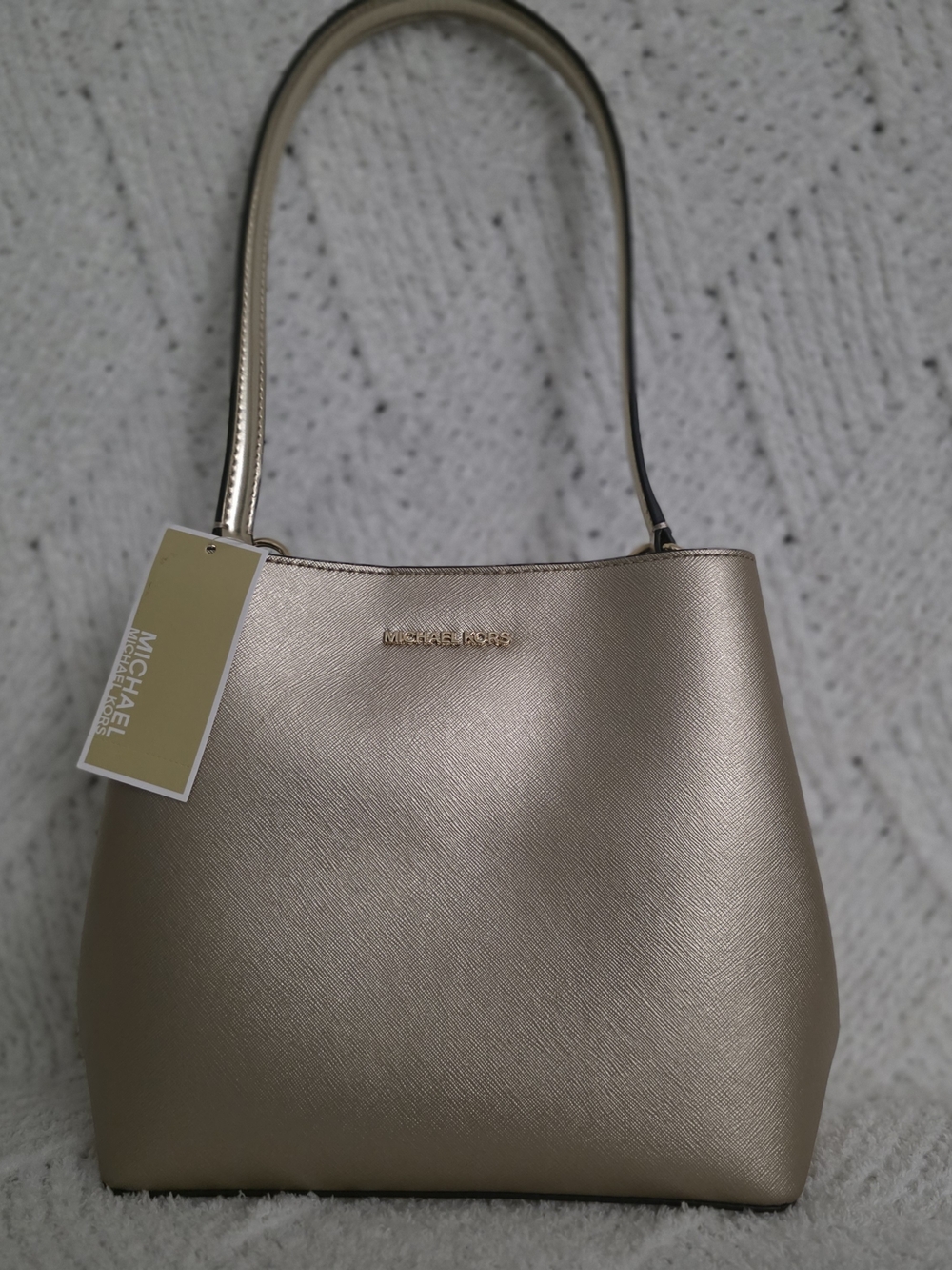 Michael Kors Metallic Gold Pratt Leather Shoulder Bag